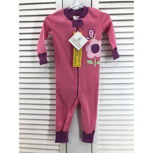 Hanna Andersson Nwt  Size 70 9-18M Organic  Pink Floral Zip Sleeper